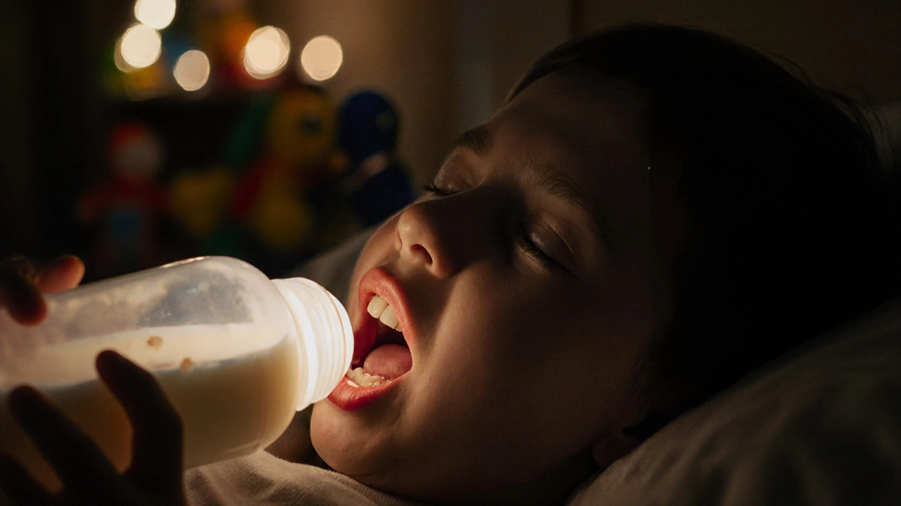 Dítě spí s láhví v ústech, skrytá příčina kazu