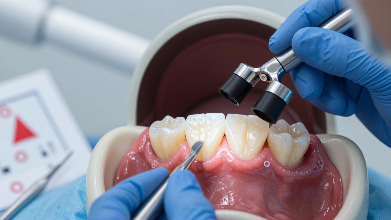 Dentista prohlíží rentgenový obraz zubu s fazetou, kde zbývá jen malý zbytek původní tkáně.