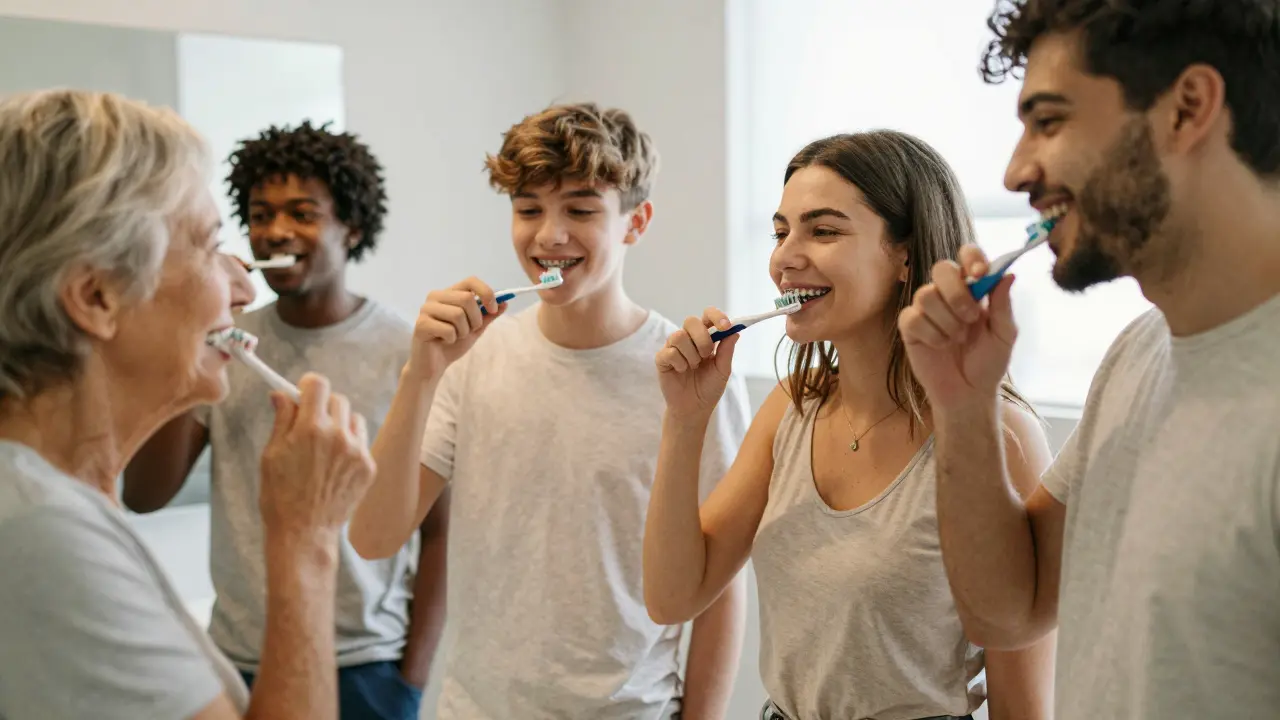 Různí lidé používají ultrazvukové čističe zubů doma — s braketami, implantáty a citlivými dásněmi.