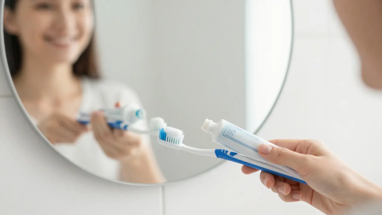 Čištění zubů fluoridovou pastou pro prevenci