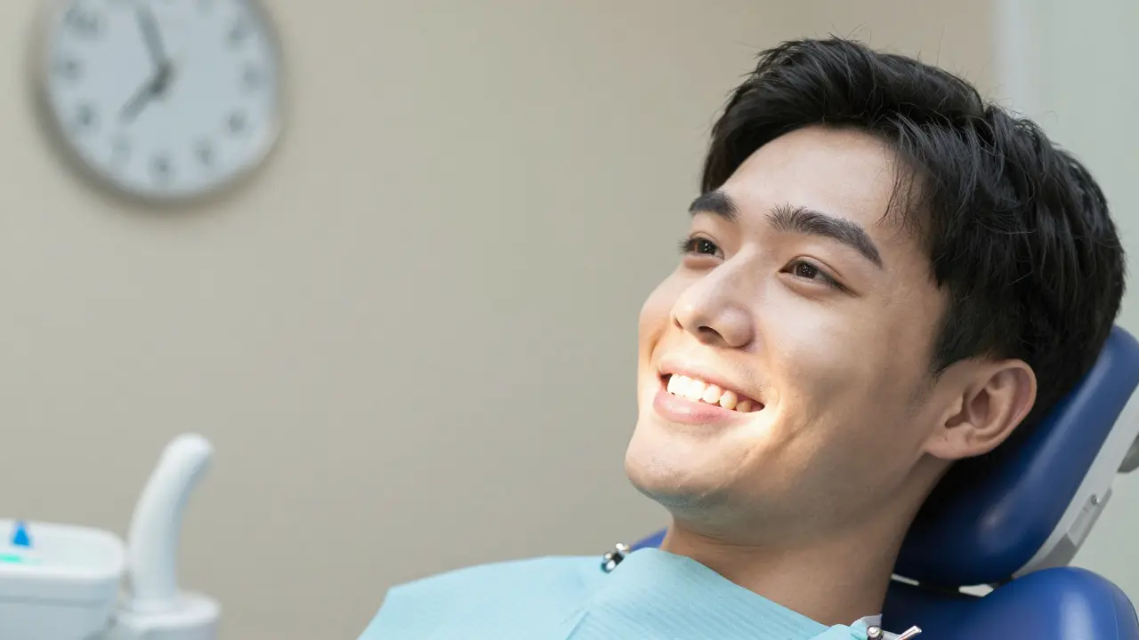Patient smiling with a restored tooth, symbolizing long-lasting dental reconstruction.