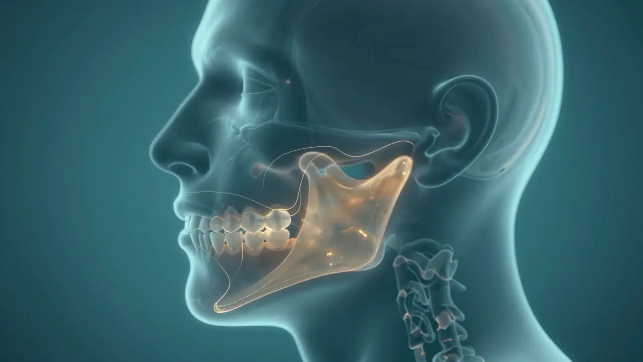 Konceptuální ilustrace správného vyrovnání čelistí a zubů.