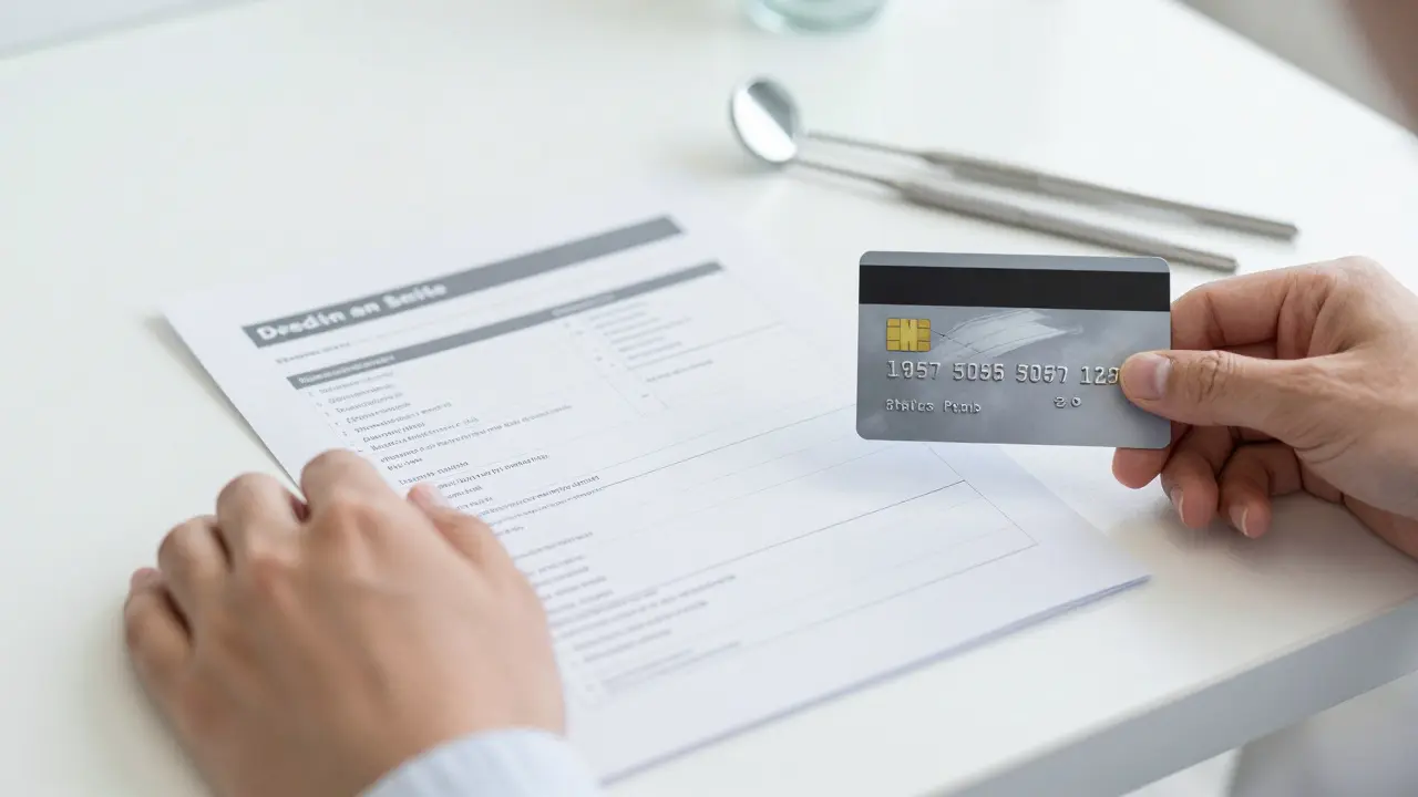 Konceptuální snímek představující finanční plánování a investici do nového úsměvu.