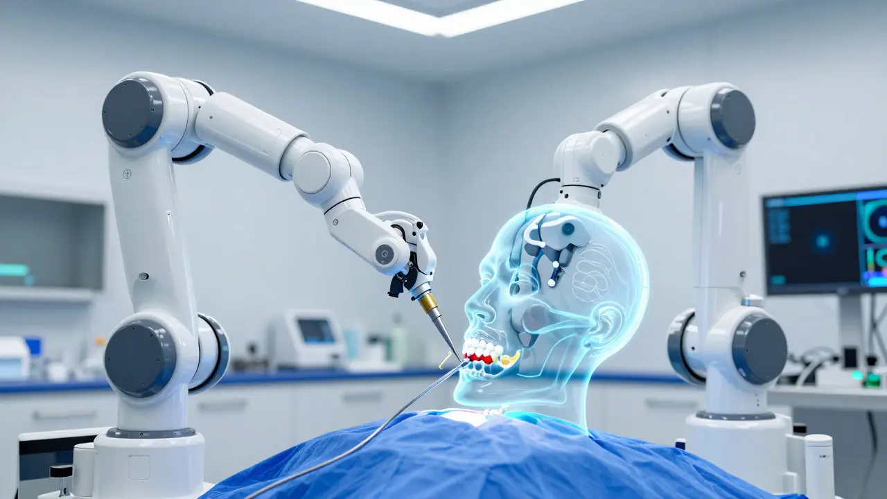 Moderní robotická chirurgie na 3D modelu lidské čelisti