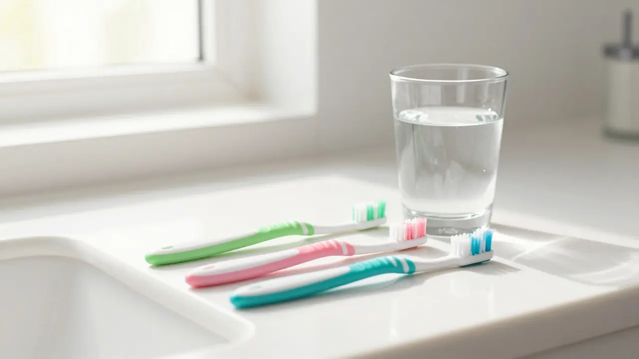 Sada mezizubních kartáčků a zubního kartáčku pro prevenci zubního kamene.