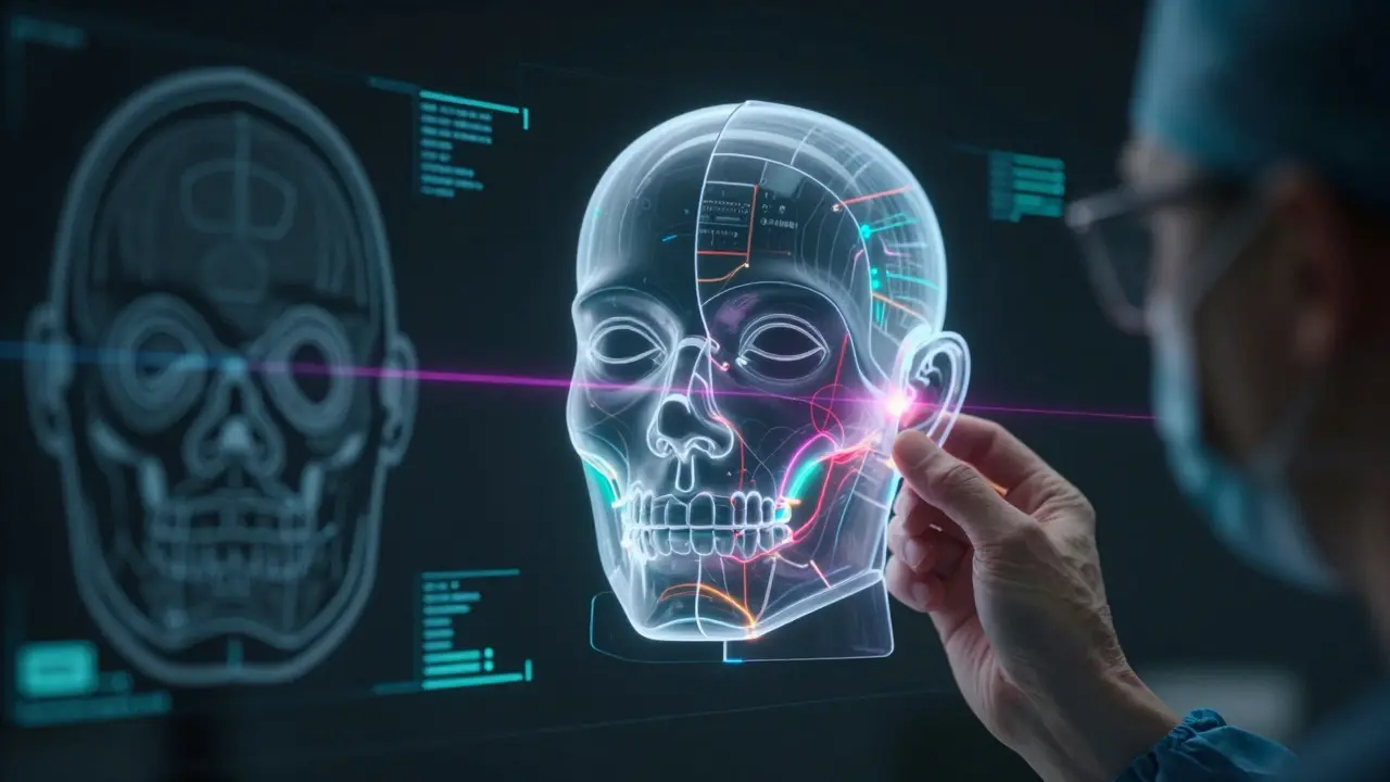 Holografický 3D model obličeje pro plánování operace