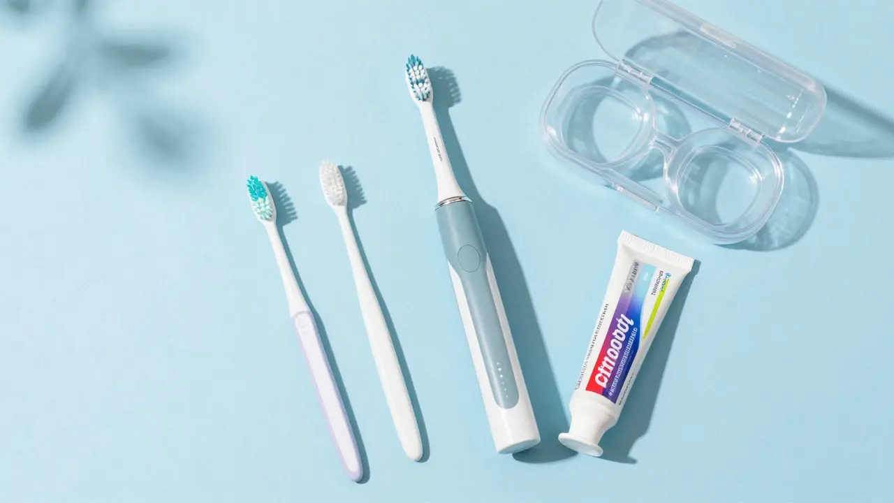 Hygienické pomůcky pro čištění zubů s rovnátky