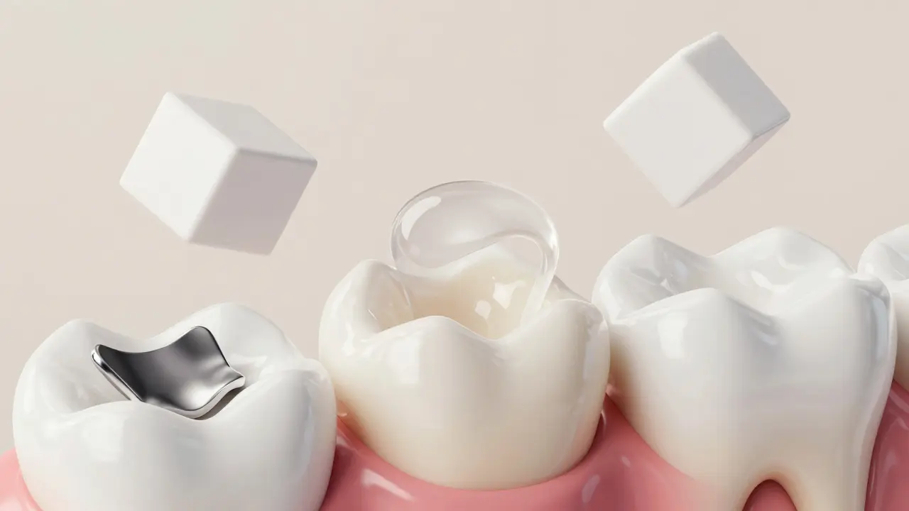 3D vizualizace materiálu pro zubní výplně a keramické korunky