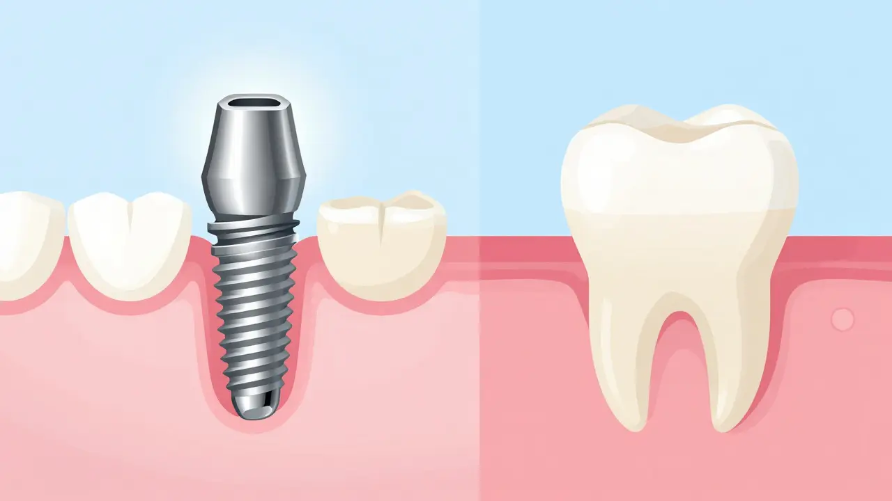 Srovnání zubního implantátu a kompozitní fazety