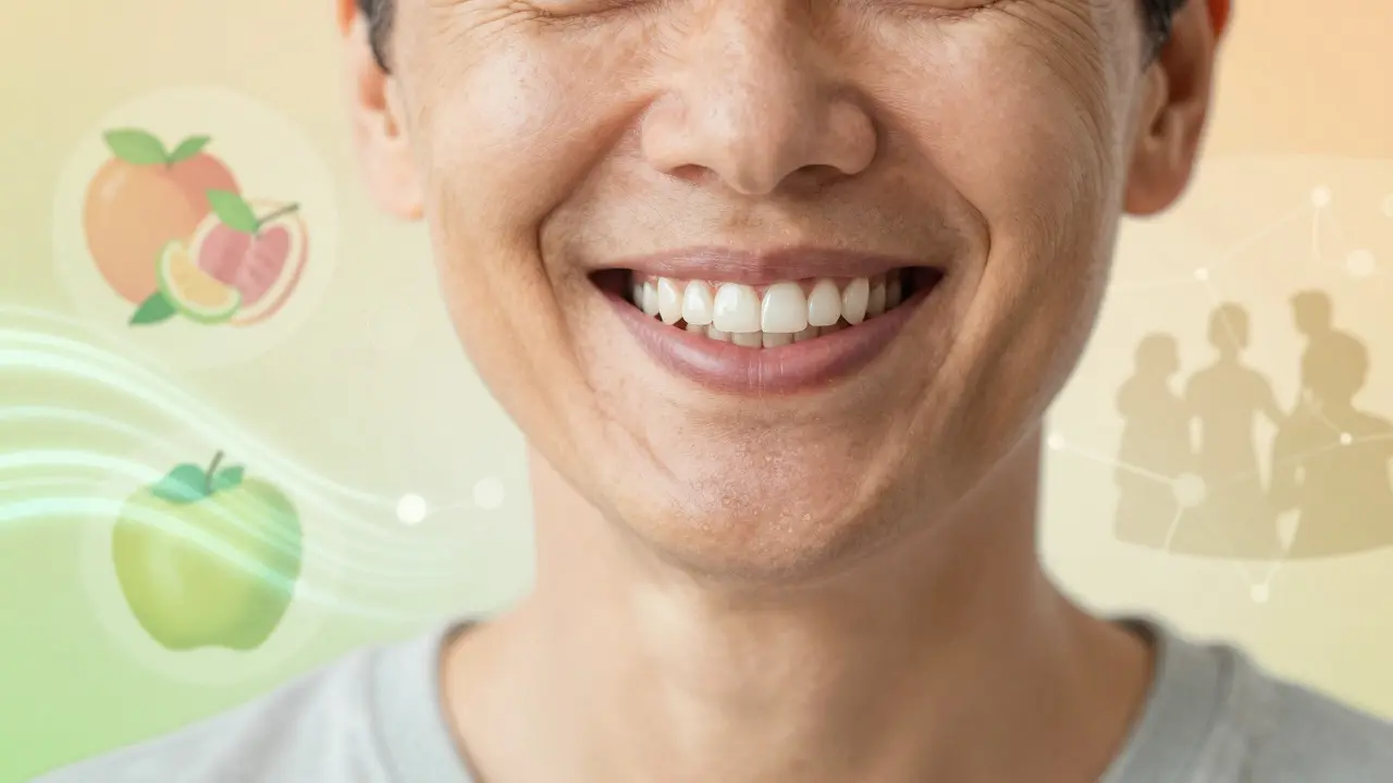 Confident person smiling with healthy teeth, symbolizing improved quality of life