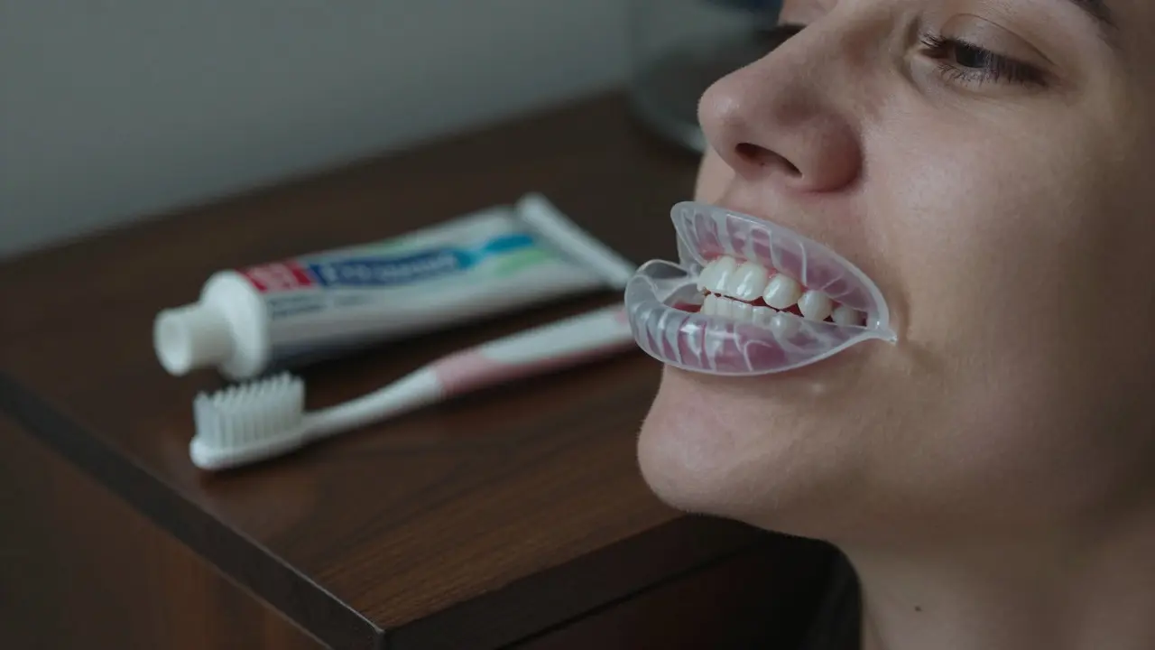 Noční chránička a hygienické potřeby pro péči o zuby