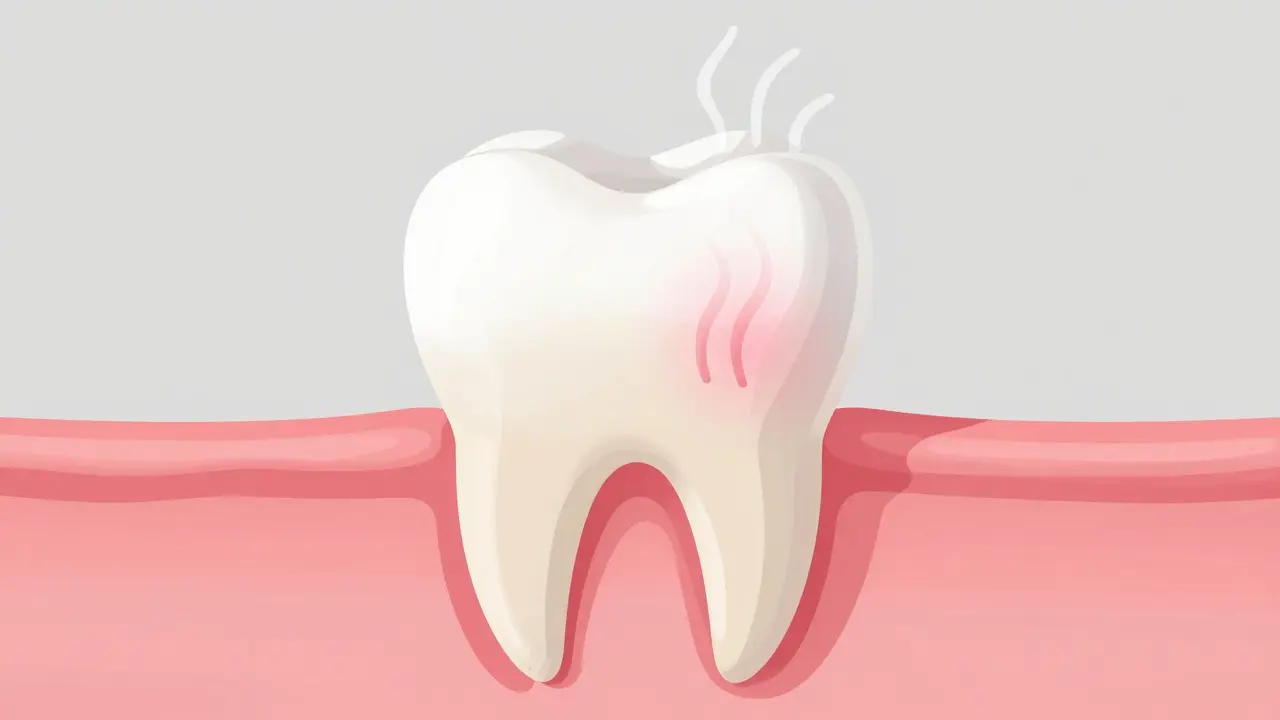 Schematické zobrazení stavby zubu s důrazem na citlivost dentinu