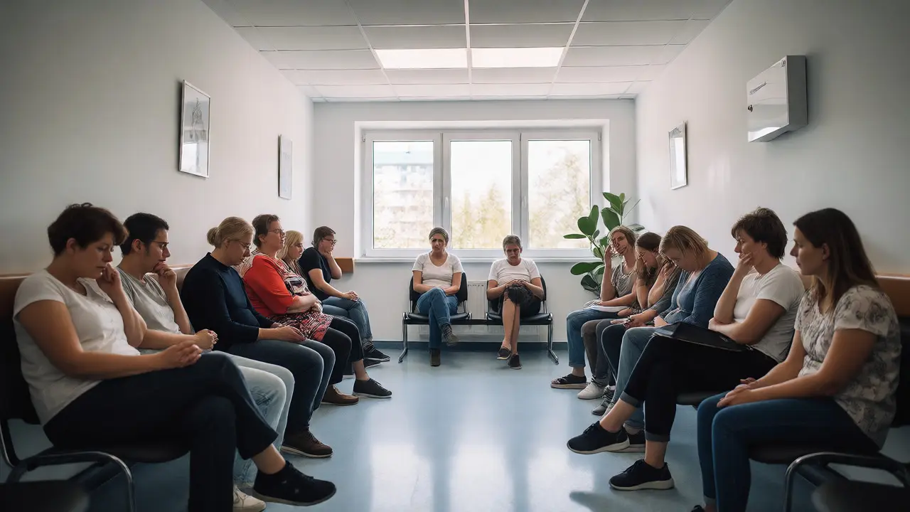 Pacienti čekající v ordinaci zubní pohotovosti v Brně.