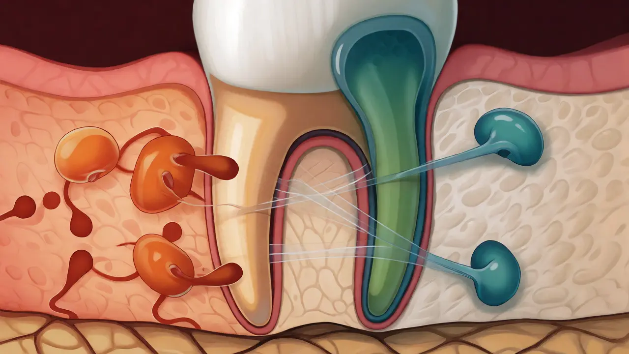 Biologický proces remodelace kosti kolem zubního kořene